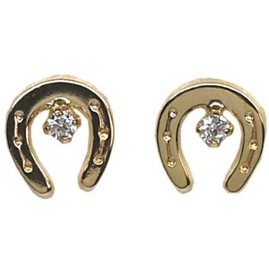 [ new goods ]10 gold /k10/ yellow gold / Cubic Zirconia / horseshoe earrings 