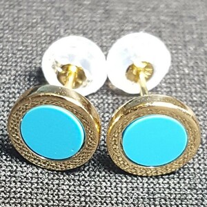 [ new goods ]18 gold /k18/ yellow gold / turquoise / Circle earrings 