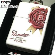 ZIPPO ライター ジムビーム ジッポ ホワイト マット JIM BEAM 白 かっこいい お酒 バーボン おしゃれ メンズ 渋い ギフト プレゼント_画像1