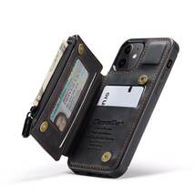 iPhone 11 レザーケース iPhone11 カバー アイフォン11 ケース 背面 ファスナーポケット付き カード収納 カバー ブラック_画像4