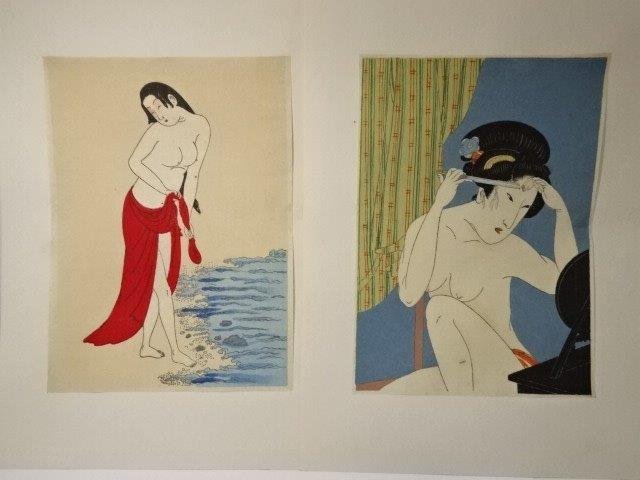 Peinture sur soie, Ukiyo-e, portrait de belles femmes, Pack de lettres lumineux disponible, 0407U1G, Peinture, Ukiyo-e, Impressions, Portrait d'une belle femme