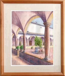 Art hand Auction ★Aquarell★Originalgemälde Klostergarten #497, Malerei, Aquarell, Natur, Landschaftsmalerei