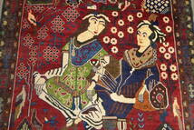 語らう２人の安らぎのひととき　ペルシアンバルーチ　オールド手織り絨毯　トライバルラグ　ヴィンテージ　部族絨毯　118x204cm　＃144_画像3