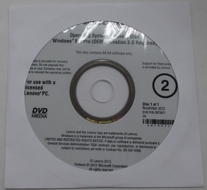 *Lenovo ThinkCentre E73 Windows 8.1 Pro 64bit восстановление - диск 3 шт. комплект * не использовался нераспечатанный товар *