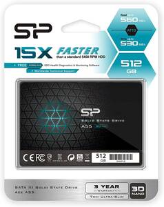 シリコンパワー SSD 512GB 3D NAND採用 SATA3 6Gb/s 2.5インチ 7mm PS4動作確認済 3年保証 A55シリーズ SP512GBSS3A55S25　500GB