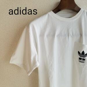 adidas アディダス 東京 刺しゅう Tシャツ カットソー クルーネック 半袖 無地 ベーシック コットン100％ ホワイト サイズＳ ｍ613