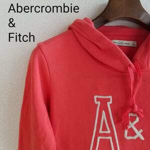 Abercrombie＆Fitch アバクロンビー＆フィッチ パーカー フーディ トップス ブランドロゴ プリント 長袖 ポケット オレンジ サイズS ｍ616