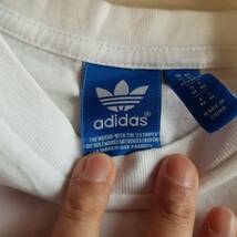 adidas アディダス プリントTシャツ トップス ブランドロゴ 半袖 クルーネック ユニセックス コットン100％ 無地 ホワイト サイズM m620_画像4