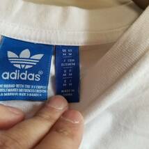 adidas アディダス プリントTシャツ トップス ブランドロゴ 半袖 クルーネック ユニセックス コットン100％ 無地 ホワイト サイズM m620_画像6