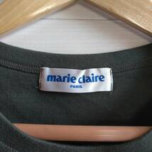 marie claire マリ・クレール Tシャツ ラウンドネック ボーダー プルオーバー トップス 長袖 レディース サイズM カーキ白紺 aa476_画像6