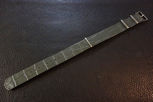 ◆クロコ型押しレザー NATO G10ストラップ◆高品質国産本牛革カーフレザー ビンテージグレー 22mm 強撥水 MILITALY BLACELET 腕時計ベルトの商品画像