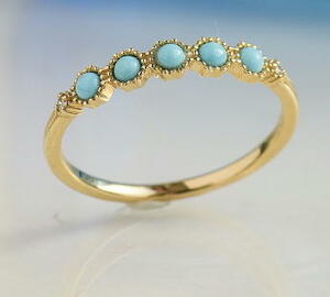  Agete pikeK10 turquoise diamond ring 11 number 0.01