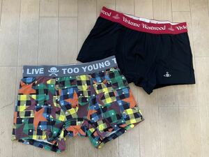  быстрое решение! Vivienne Westwood! Boxer 2 листов комплект Lo-b вышивка одноцветный черный X красный талия Logo & Star в клетку оттенок желтого 