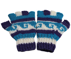 ■☆アジアン衣料　ネパール手編み指なし手袋（NGS-43）