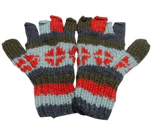 ■☆アジアン衣料　ネパール手編み指なし手袋（NGS-17）