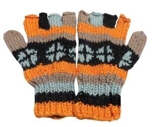 ■☆アジアン衣料　ネパール手編み指なし手袋（NGS-11）