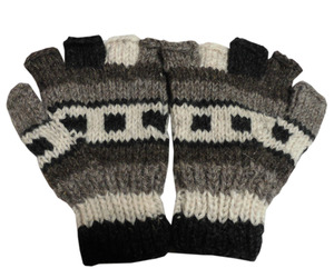 ■☆アジアン衣料　ネパール手編み指なし手袋（NGS-20）