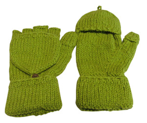 ■アジアン衣料　ネパール手編みカバー付き指なし手袋（NSG-12）