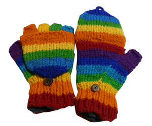 ■☆アジアン衣料　ネパール手編みカバー付き指なし手袋（NSG-9）