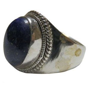 #* Asian miscellaneous goods ne pearl silver worker lapis lazuli * ring (RI-22)