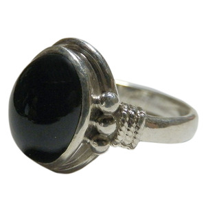 #* Asian miscellaneous goods ne pearl silver worker onyx * ring (ONR-25)