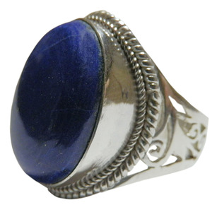 #* Asian miscellaneous goods ne pearl silver worker lapis lazuli * ring (RI-5)