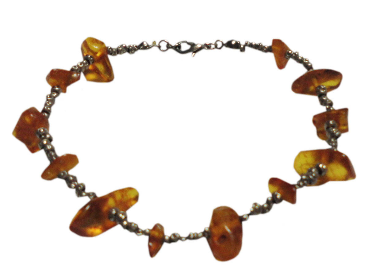 ■☆Handmade accessories Silver bracelet (HDB-11), bracelet, Colored Stones, amber, amber