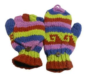 ■アジアン衣料 ネパール手編みカバー付き指なし手袋（NSG-29）