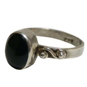 #* Asian miscellaneous goods ne pearl silver worker onyx * ring (ONR-11)