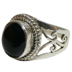 #* Asian miscellaneous goods ne pearl silver worker onyx * ring (ONR-26)