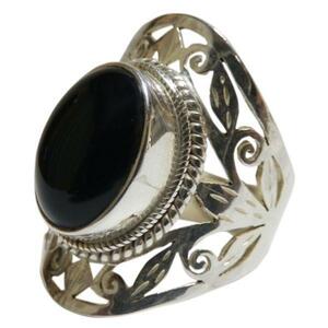 ■ ☆ Азиатские разные товары непалонский серебряный ремесленник Onyx Ring (ONR-3)