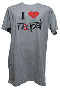 ■☆アジアン衣料 コットン・I love Nepal・Tシャツ （IN-13-L）