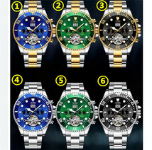 【人気】 メンズ高級腕時計 機械式自動巻 トゥールビヨン カレンダー 曜日表示 夜光 防水 紳士ウォッチ 仕事 6色選択 G/B_画像9