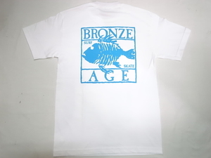 JB即決 BRONZE AGE ブロンズエイジ 限定ネオンカラーシリーズ SQUARE スクエア フィッシュ Tシャツ 白xターコイズ XLサイズ 新品 USA