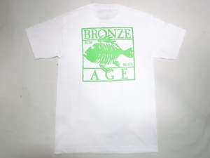 JB即決 BRONZE AGE ブロンズエイジ 限定ネオンカラーシリーズ スクエア フィッシュ Tシャツ 白xグリーン Sサイズ 新品 USA