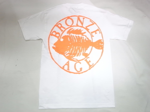 JB即決 BRONZE AGE ブロンズエイジ 限定ネオンカラーシリーズ ROUND ラウンド サークル フィッシュ Tシャツ 白xオレンジ XLサイズ 新品