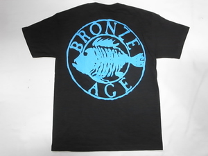 JB即決 BRONZE AGE ブロンズエイジ 限定ネオンカラーシリーズ ROUND ラウンド サークル フィッシュ Tシャツ 黒xターコイズ Sサイズ 新品