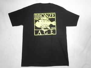 JB即決 BRONZE AGE ブロンズエイジ 限定ネオンカラーシリーズ スクエア フィッシュ Tシャツ 黒x黄 Lサイズ 新品 VANS 80 90