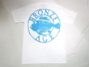 JB即決 BRONZE AGE ブロンズエイジ 限定ネオンカラーシリーズ ROUND ラウンド サークル フィッシュ Tシャツ 白xターコイズ Sサイズ 新品 9