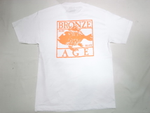 JB即決 BRONZE AGE ブロンズエイジ 限定ネオンカラーシリーズ スクエア フィッシュ Tシャツ 白xオレンジ Sサイズ 新品_画像1