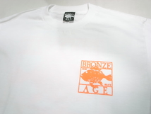 JB即決 BRONZE AGE ブロンズエイジ 限定ネオンカラーシリーズ スクエア フィッシュ Tシャツ 白xオレンジ Sサイズ 新品_画像3