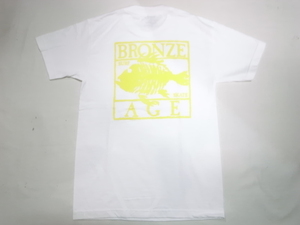 JB即決 BRONZE AGE ブロンズエイジ 限定ネオンカラーシリーズ スクエア フィッシュ Tシャツ 白x黄 Mサイズ 新品 DOGTOWN 80 USA