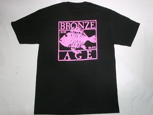 JB即決 BRONZE AGE ブロンズエイジ 限定ネオンカラーシリーズ スクエア フィッシュ Tシャツ 黒xピンク Lサイズ 新品 REAL