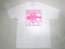 JB即決 BRONZE AGE ブロンズエイジ 限定ネオンカラーシリーズ スクエア フィッシュ Tシャツ 白xピンク Mサイズ 新品 90 USA_画像1