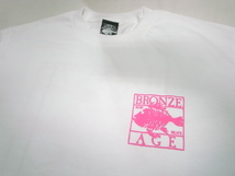JB即決 BRONZE AGE ブロンズエイジ 限定ネオンカラーシリーズ スクエア フィッシュ Tシャツ 白xピンク Mサイズ 新品 90 USA_画像3