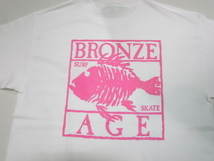 JB即決 BRONZE AGE ブロンズエイジ 限定ネオンカラーシリーズ スクエア フィッシュ Tシャツ 白xピンク Mサイズ 新品 90 USA_画像4