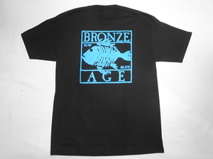 JB即決 BRONZE AGE ブロンズエイジ 限定ネオンカラーシリーズ スクエア フィッシュ Tシャツ 黒xターコイズ Sサイズ　新品 80 90