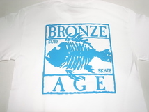 JB即決 BRONZE AGE ブロンズエイジ 限定ネオンカラーシリーズ SQUARE スクエア フィッシュ Tシャツ 白xターコイズ Mサイズ 新品 USA_画像4