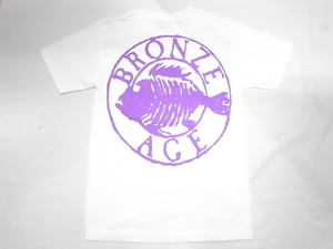 JB即決 BRONZE AGE ブロンズエイジ 限定ネオンカラーシリーズ ROUND ラウンド サークル フィッシュ Tシャツ 白x紫 Mサイズ 新品 80 90 USA