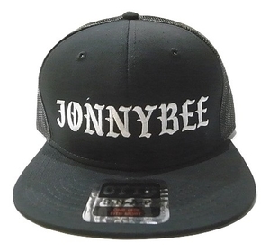 JB即決 JONNY BEE ジョニービー オールドイングリッシュロゴ刺繍 メッシュキャップ CAP 黒x白ロゴ ブラック 新品